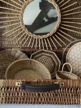 Grande valise / malle en rotin des années 60