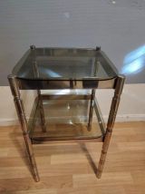 chevets métal chromé et verre fumé