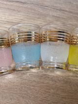 4 verres à liqueur granité aux couleurs pastel