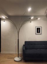 Lampadaire arc 6 bras laiton et marbre vintage années 70