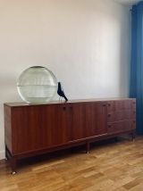 Enfilade teck moderniste André Monpoix meuble TV vintag