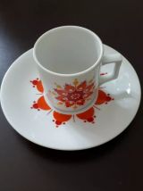 Service à Café Vintage porcelaine motif orange rouge Bavaria