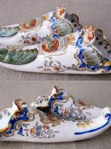 2 belles bouquetières anciennes en faïence fine de Rouen