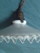 suspension blanche  opaline , vintage