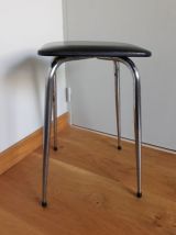 Tabouret métal chromé et skaï