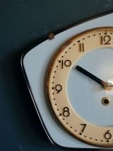 Horloge formica vintage pendule silencieuse asymétrique Bleu