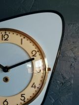 Horloge formica vintage pendule silencieuse asymétrique Bleu