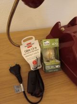 Lampe téléphone vintage années 70 bordeaux et or