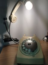 Lampe téléphone vintage années 70 ivoire et chromé