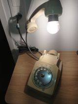 Lampe téléphone vintage années 70 ivoire et chromé