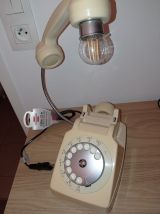 Lampe téléphone vintage années 70 ivoire et chromé
