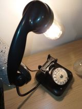 Lampe téléphone vintage ou Rétro CGCT en bakélite noire 1953