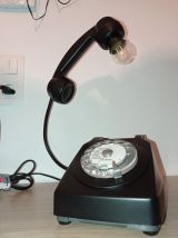 Lampe téléphone vintage années 70 noir mat