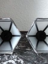 Jolie paire de suspension en verre blanc (Années 30)