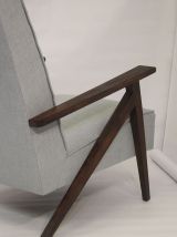 Fauteuil scandinave en hêtre années 60 style brutaliste.