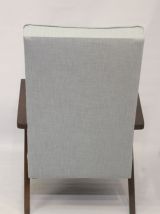 Fauteuil scandinave en hêtre années 60 style brutaliste.