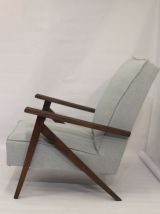 Fauteuil scandinave en hêtre années 60 style brutaliste.
