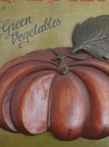 Enseigne bois sculptée relief tableau publicitaire vintage 