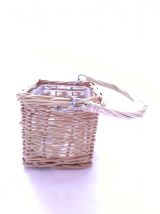 Lot de 2 petit panier/ bougeoir avec contenant en verre, neu