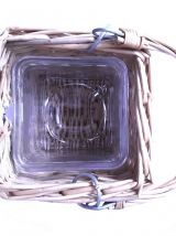 Lot de 2 petit panier/ bougeoir avec contenant en verre, neu