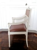 Fauteuil canné de style Louis XVI bois laqué