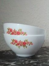 4 bols arcopal (modèle roses)