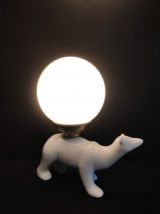 lampe ours en céramique blanche