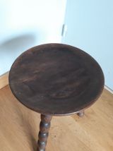 Tabouret tripode bois tourné façon bobine