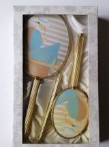 Nécessaire de toilette vintage miroir brosse peigne