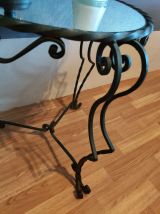 guéridon fer forgé et plateau miroir