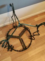 guéridon fer forgé et plateau miroir