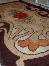 Tapis ancien Américain Hooked fait main, 1C555