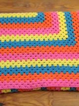 Couverture en laine en crochet - Années 70