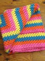 Couverture en laine en crochet - Années 70