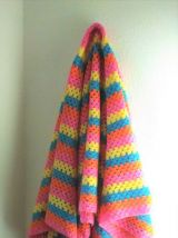 Couverture en laine en crochet - Années 70