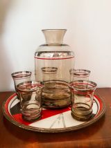 Plateau, carafon et verres art déco 