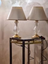 paire de lampes deluxe de chevet ou table   chrome or et ver