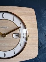 Horloge vintage formica pendule silencieuse Bayard beige