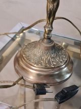  Lampe de table Vitrail Style tiffany 1960 a 70 laiton et br