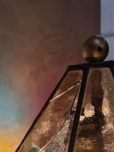  Lampe de table Vitrail Style tiffany 1960 a 70 laiton et br