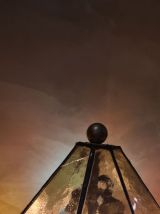  Lampe de table Vitrail Style tiffany 1960 a 70 laiton et br