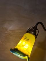 lampe 1900 reglable laiton tulipe pate verre  meme le fil et