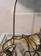 lampe 1900 reglable laiton tulipe pate verre  meme le fil et