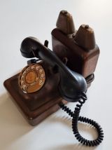 téléphone ancien cuivre bronze années 1960
