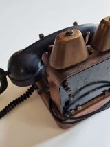 téléphone ancien cuivre bronze années 1960