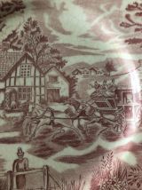 5 assiettes roses luneville 