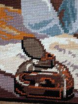 Tapis vintage Français tapisserie fait main, 1C605