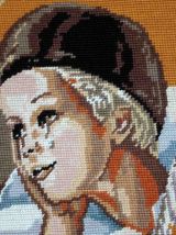 Tapis vintage Français tapisserie fait main, 1C605