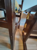 chaises bois et cuir des années 70