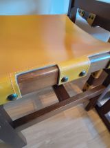 chaises bois et cuir des années 70